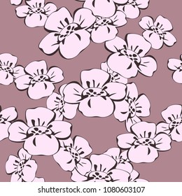 Seamless pattern wuth sakura flowers. Abstract modern floral background. Vector illustration.