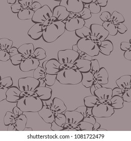 Seamless pattern wuth sakura flowers. Abstract modern floral background. Vector illustration.