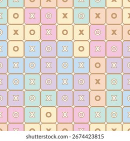 Seamless pattern with x and o minimal concept pastel colour.