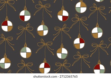 Nahtloses Muster mit Weihnachtsbällen. Weihnachten Tapete Textur. Winter Season Template Design für Textil, Stoff, Druck, Banner, Web, Social Media. Vektorgrafik. Keine AI