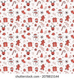 Seamless pattern with Xmas elements. Christmas background. Vector