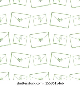 Seamless pattern with xmas envelops, Christmas and New Year postage background for winter holidays design.