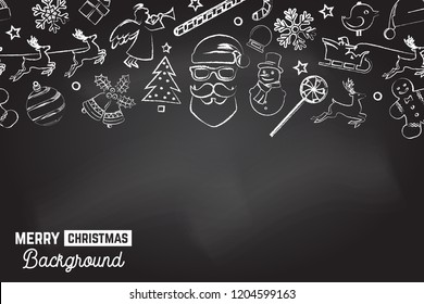 Seamless pattern with xmas icons. Merry Christmas background. Vector Illustration. Decoration for Merry Christmas and New Year celebration