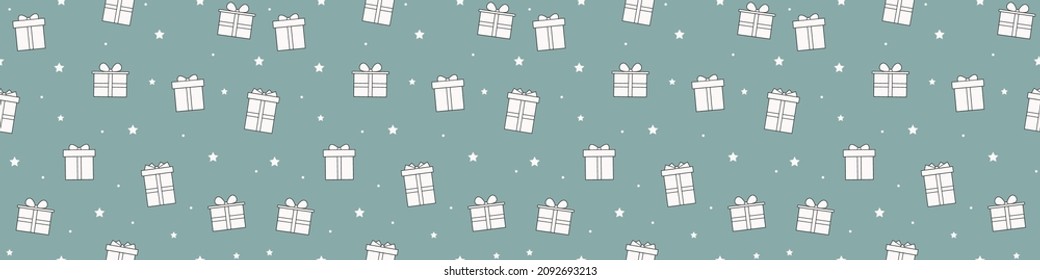 Seamless pattern with  Xmas presents. Christmas banner. Vector