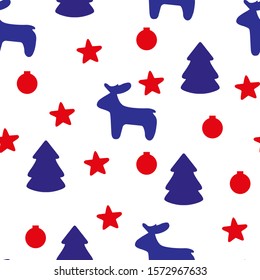 Seamless pattern with  xmas,new year,decor endless texture for  design   , a stars ,balls, ate, Deer
