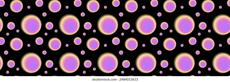 Seamless pattern y2k aura. Blurred heart, butterfly and stars with aura in trendy style y2k on black background