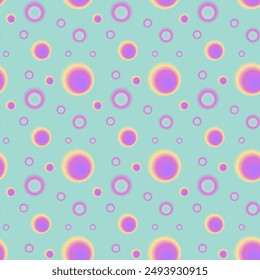 Seamless pattern y2k aura. Blurred heart, butterfly and stars with aura in trendy style y2k on green background