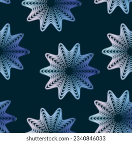 seamless pattern with y2k blurred gradient star. Dark color background. Abstract geometric background.