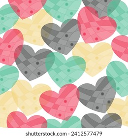Seamless pattern with y2k blurred gradient butterflies and hearts.  Colorful watercolor romantic texture