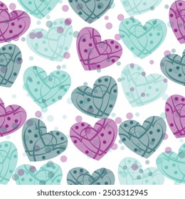 Seamless pattern with y2k blurred gradient butterflies and hearts.  heart drawing