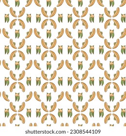 Seamless pattern in y2k style with two types of hats. Cartoon flat color vector illustration.