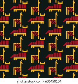 Seamless pattern with yak and llama on the dark background