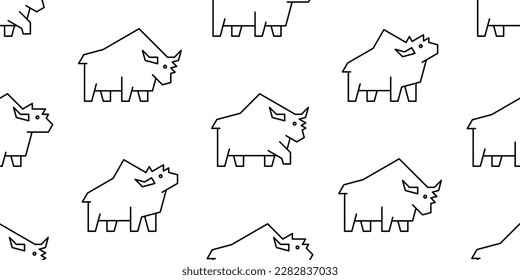 Seamless pattern with Yaks. isolated on white background