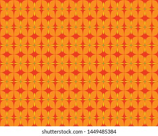 seamless pattern yang berbentuk pattern. dengan kombinasi warna orange, kuning, dan hijau.