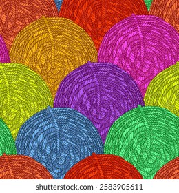 Seamless pattern with yarn balls - hand drawn vector illustration.