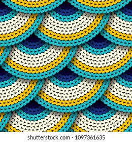 Seamless pattern of yarn. Knitted clothes. Texture of stitches.