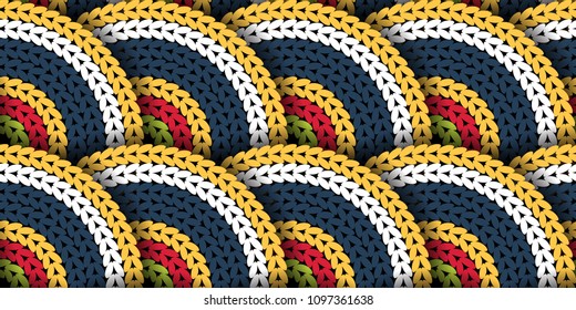 Seamless pattern of yarn. Knitted clothes. Texture of stitches.