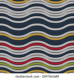 Seamless pattern of yarn. Knitted clothes. Texture of stitches.