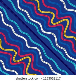 Seamless pattern of yarns. Waves and vibrations of forms. Optical illusion of motion.