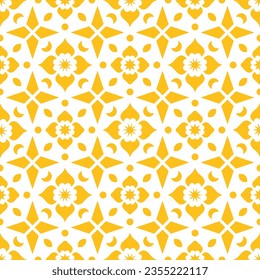 Seamless pattern with yellow abstract flower