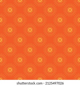Patrón inmaculado con flores abstractas amarillas sobre un fondo naranja para el embalaje, telas, fondos y otros productos.