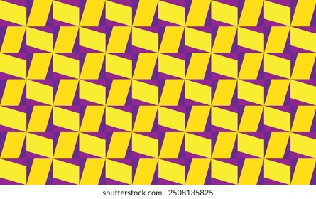 Seamless pattern with yellow abstract ornament on purple background