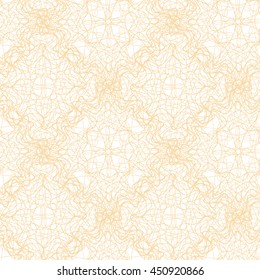 Seamless pattern with yellow abstract ornament isolated on white (transparent) background. Vector illustration eps