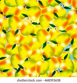 Seamless pattern of yellow apples