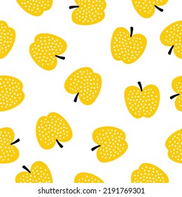 Seamless pattern with yellow apples and white background
