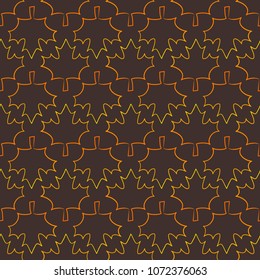 Seamless pattern with yellow autumn leaves on brown background