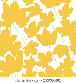 Seamless pattern of yellow autumn leaves. Vector endless background of fall maple leaves.