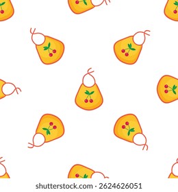 Padrão sem costura com babás amarelos decorados com cerejas para impressão em tecido ou papel para produtos infantis