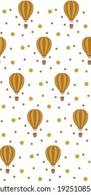 seamless pattern of yellow balloons. Yellow aerostat. Creative kids texture for fabric, wrapping, textile, wallpaper, apparel. Vector illustration