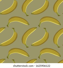 Seamless pattern yellow banana fruit, vector