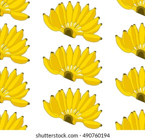 Seamless pattern yellow banana on white background. Summer fruit in Vector/Illustration.