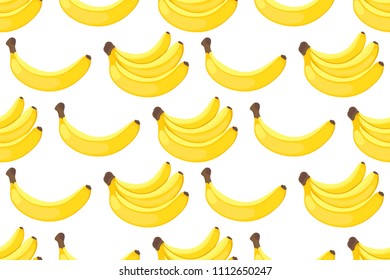 Seamless pattern of yellow bananas on white background. Flat style banana Vector Illustration EPS 10 file.