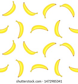 Seamless pattern of yellow bananas on a white background. Vector. Banana print. 