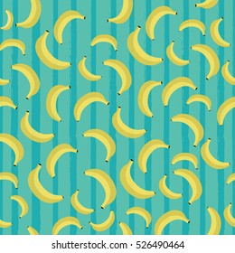 Seamless pattern of yellow bananas on a blue background.