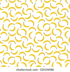Seamless pattern of yellow bananas on the fabric