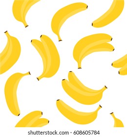 Seamless pattern with yellow bananas on white background. Pattern is in swatch panel.