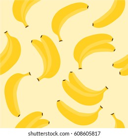 Seamless pattern with yellow bananas on warm yellow background. Pattern is in swatch panel.