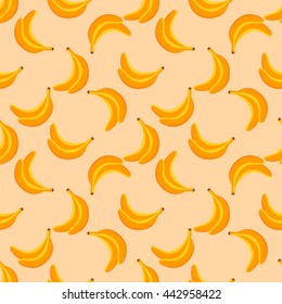 Seamless pattern with yellow bananas in pop art style. Vector illustration yellow background with elements of exotic fruit.