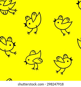 Seamless pattern with yellow birds