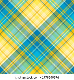 Seamless pattern in yellow and blue colors for plaid, fabric, textile, clothes, tablecloth and other things. Vector image. 2