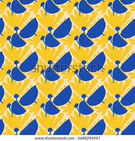 seamless pattern with yellow and blue flowers