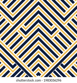 Seamless pattern with yellow blue white striped lines. Vector  background, texture. Futuristic element, technologic design.