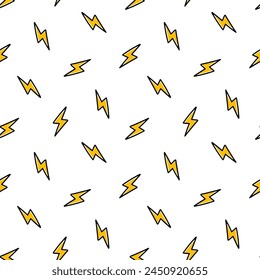 Seamless pattern with yellow bolt