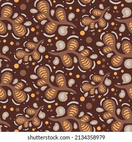 seamless pattern yellow brown leaf plant creative design background vector illustration