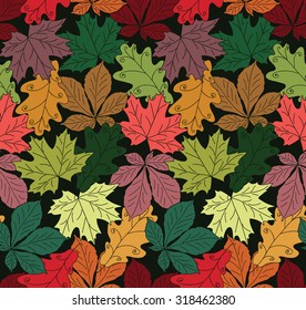 Seamless pattern of yellow, brown, orange, red foliage  Vector illustration eps10 
