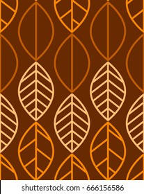 Seamless pattern of yellow, brown and orange autumn leaves.
